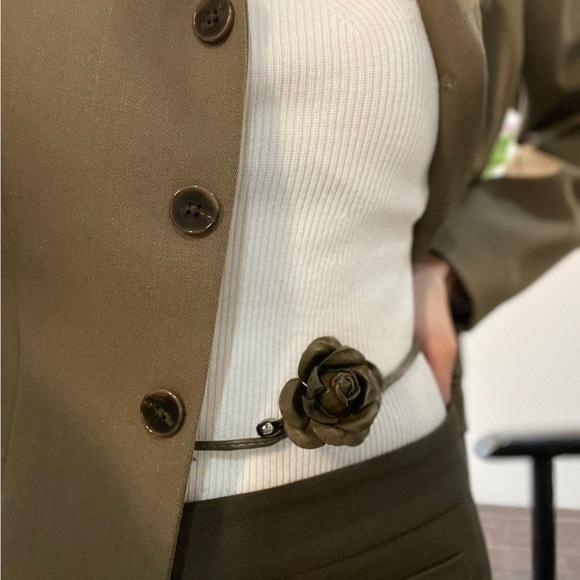 Choker Large flower rose Colette Malouf leather Necklace hairband bracelet - Picture 7 of 10